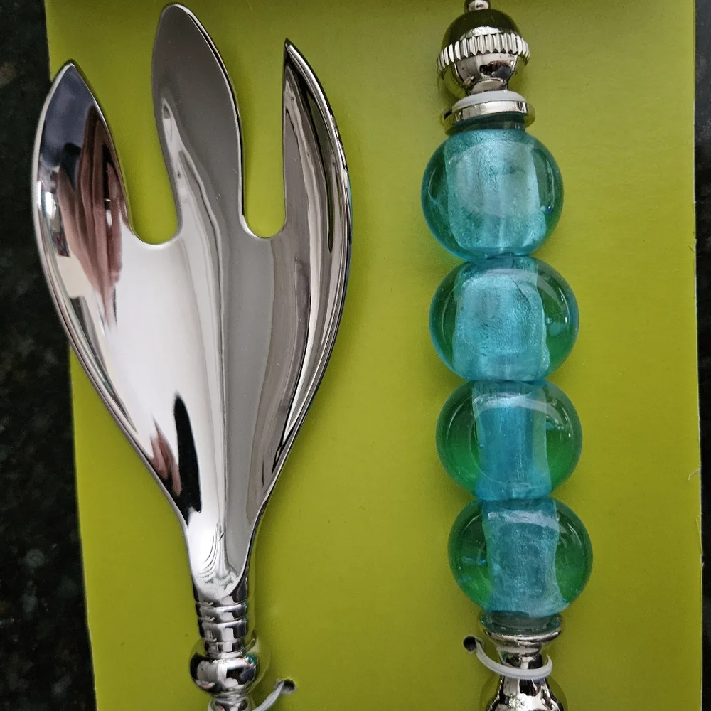 MANGO MOON Serving Salad Dessert Contemporary  Fork Spoon Set NIB